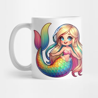 Rainbow Tail Kawaii Blonde Mermaid Mug